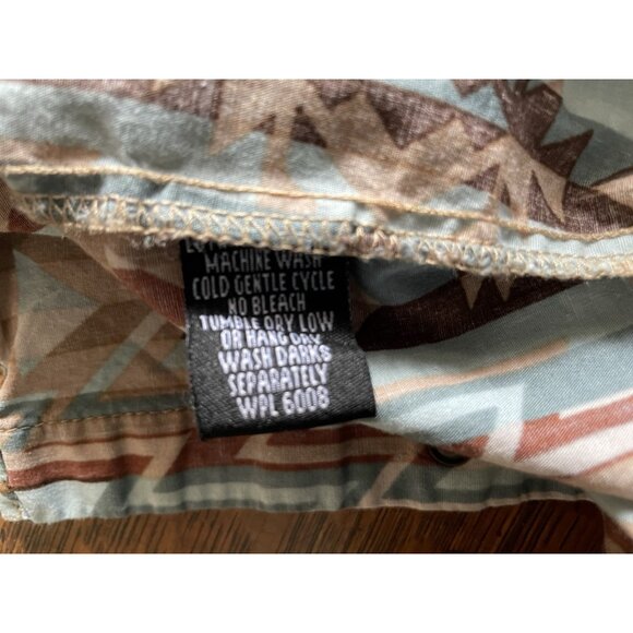 Rodeo Western Aztec Snap Shirt With Long Sleeves Snap Closures Size S - Picture 5 of 9